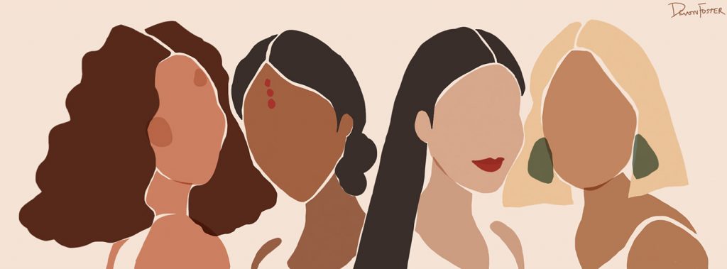 نقاشی 4 تا زن از ملیت های مختلف